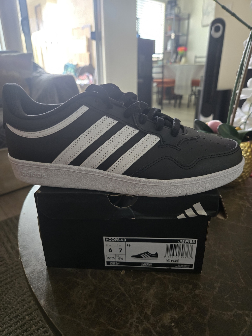 adidas Men’s Black and White Hoops 4.0 Sneaker